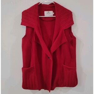 Janska Womens Fleece Cardigan Size XL Red Holiday Winter Cozy